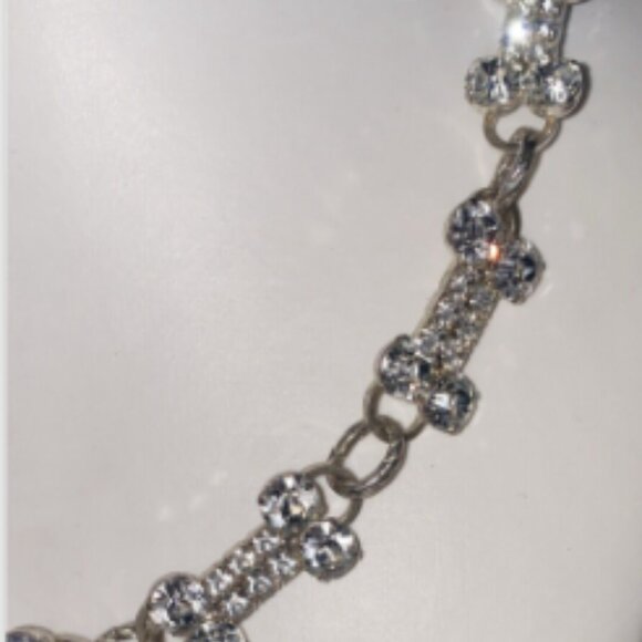 💎🦴🐶Dog Bone Crystal Rhinestone Necklace puppy 15.5 inches #Unisex💎🦴 - Picture 2 of 12